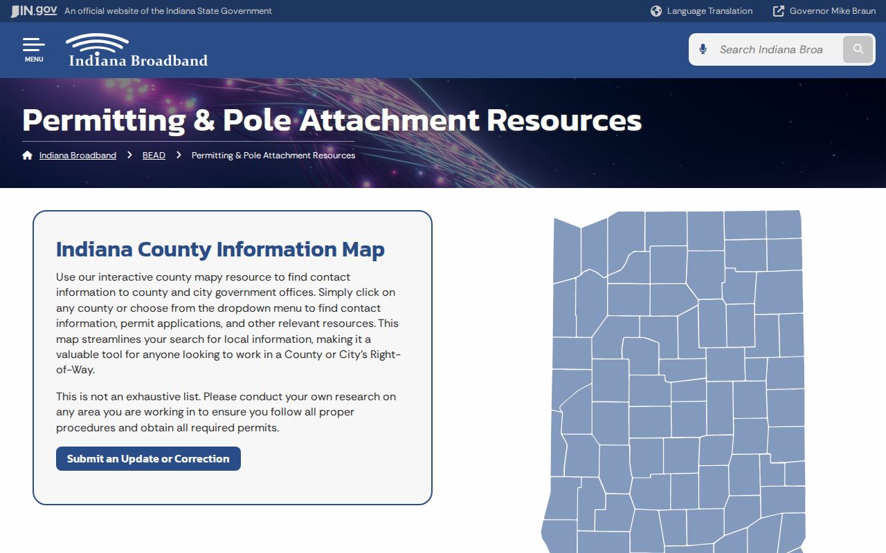 Indiana municipal permitting contacts that include Clay County places