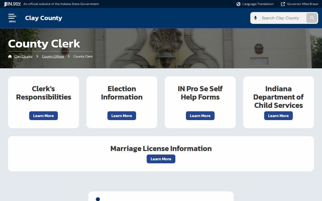 Official Clay County Clerk page for Circuit and Superior Court records