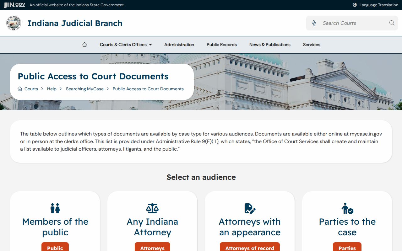 Clay County court record document matrix