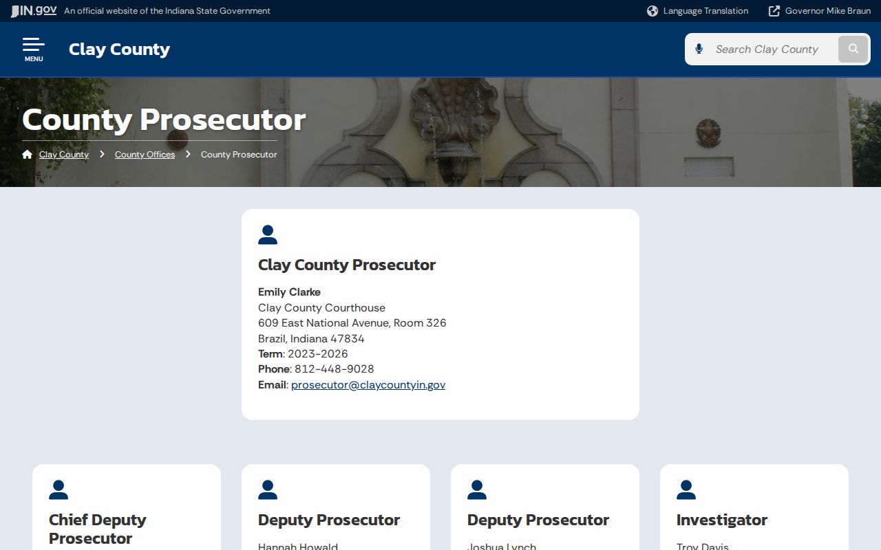 Official Clay County Prosecutor contact page