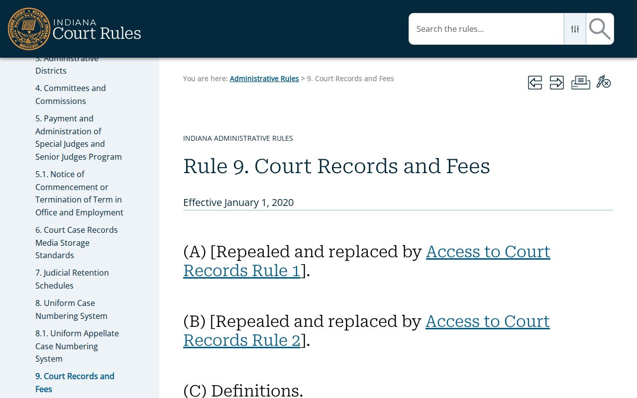 Staunton court docket Indiana Administrative Rule 9