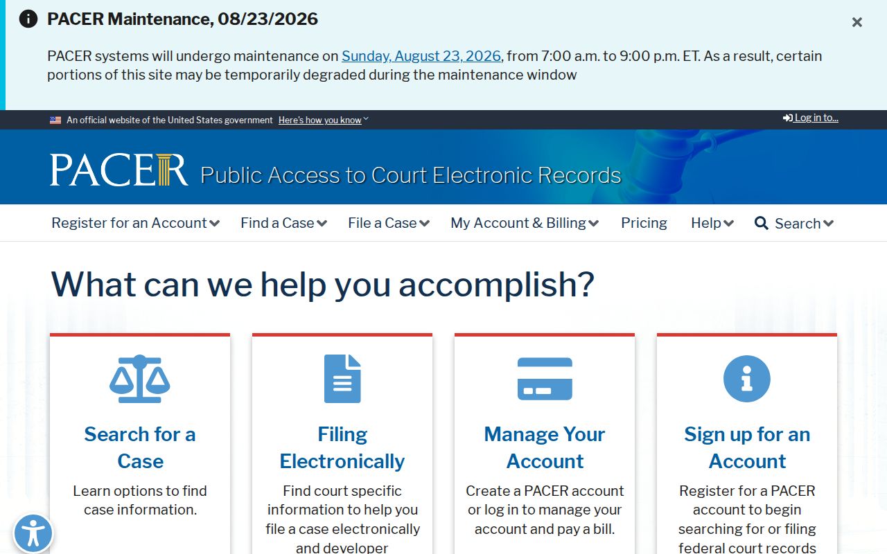 Staunton court docket PACER Case Locator