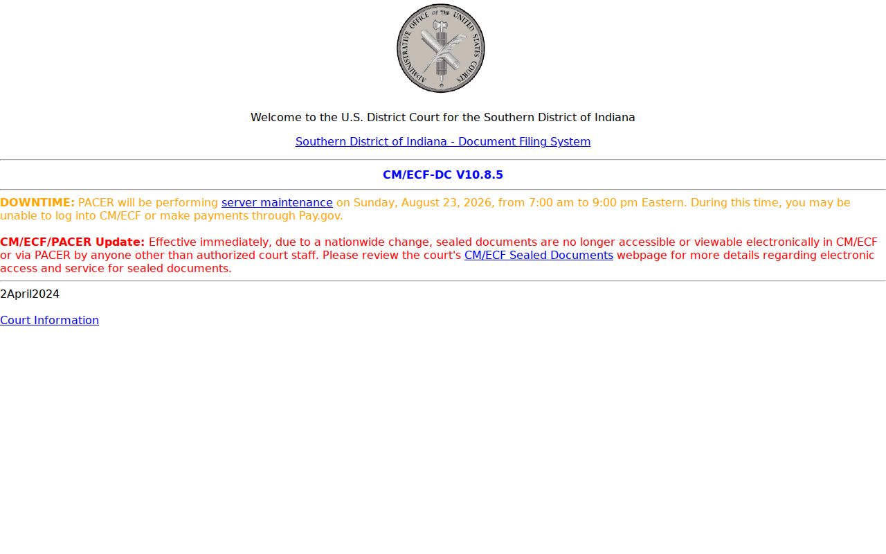 Staunton court docket Southern District CM ECF